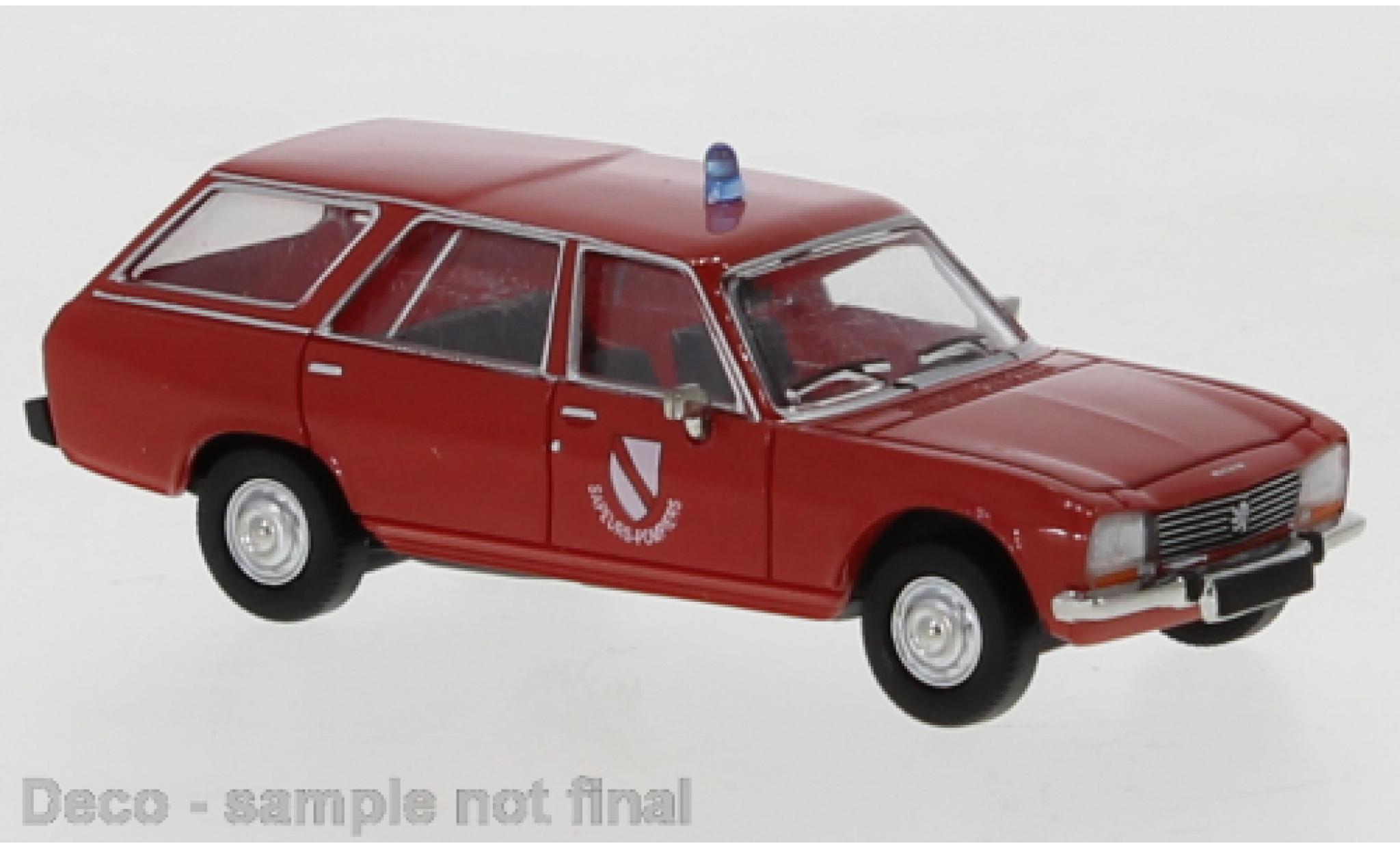 Peugeot 504 1/87 PCX87 Stationwagen rood Brandweer (F) 1978 modelauto