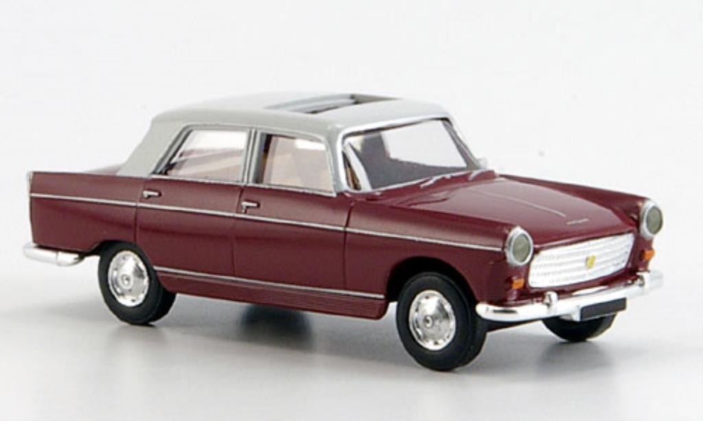 Peugeot 404 Berline 1/87 Brekina Sedan Sedan rood/grijs Schiebedach modelauto