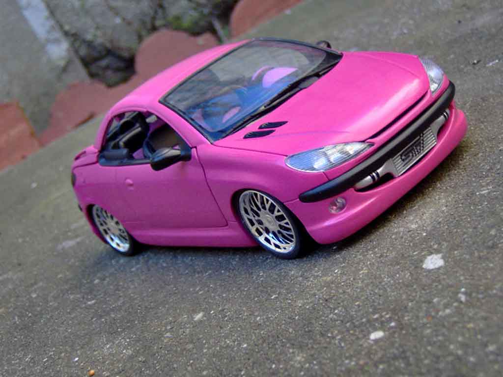 Peugeot 206 CC 1/18 Gate CC pink satine jantes bbs modelauto