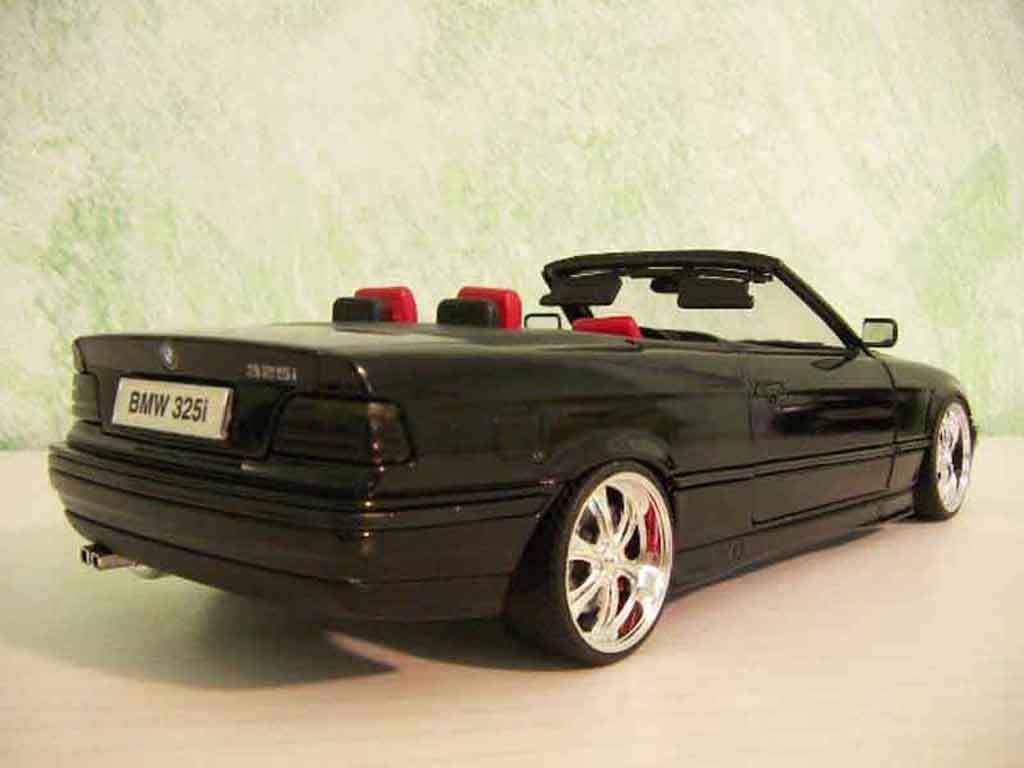 Bmw 325 Cabriolet E36 zwart jantes 18 pouces 1/18 Maisto