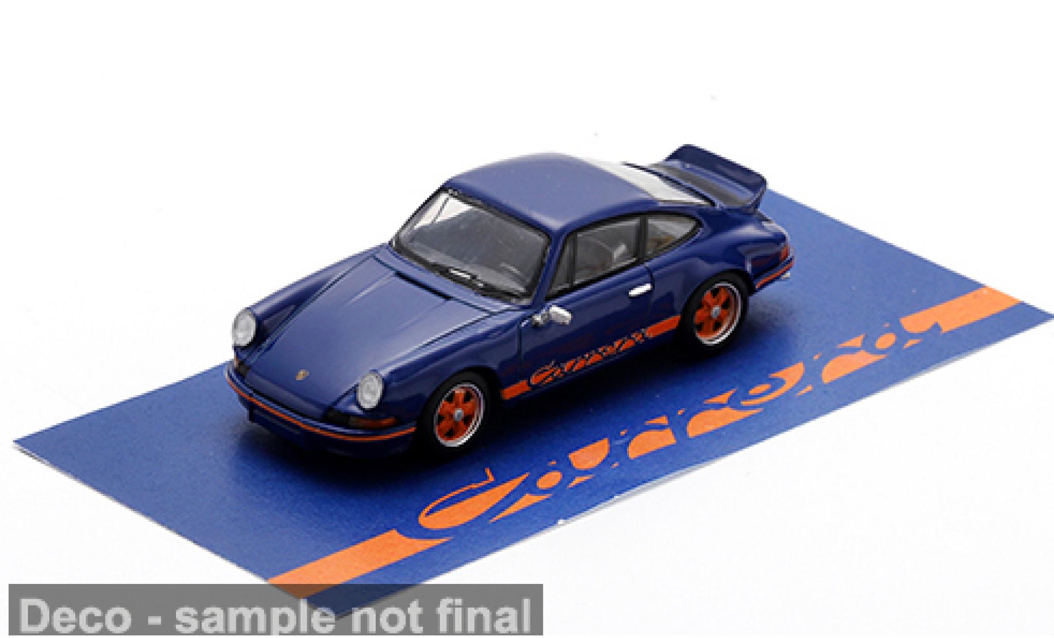 Porsche 911 1/64 Spark 2.7 RS blauw/oranje 1973 1:64 modelauto