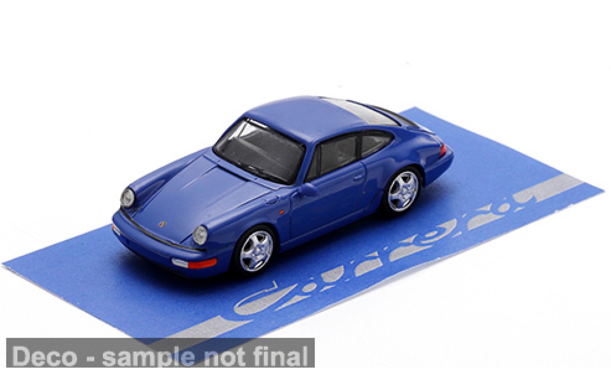 Porsche 964 1/64 Spark 911  3.6 RS blauw/grijs 1992 1:64 modelauto