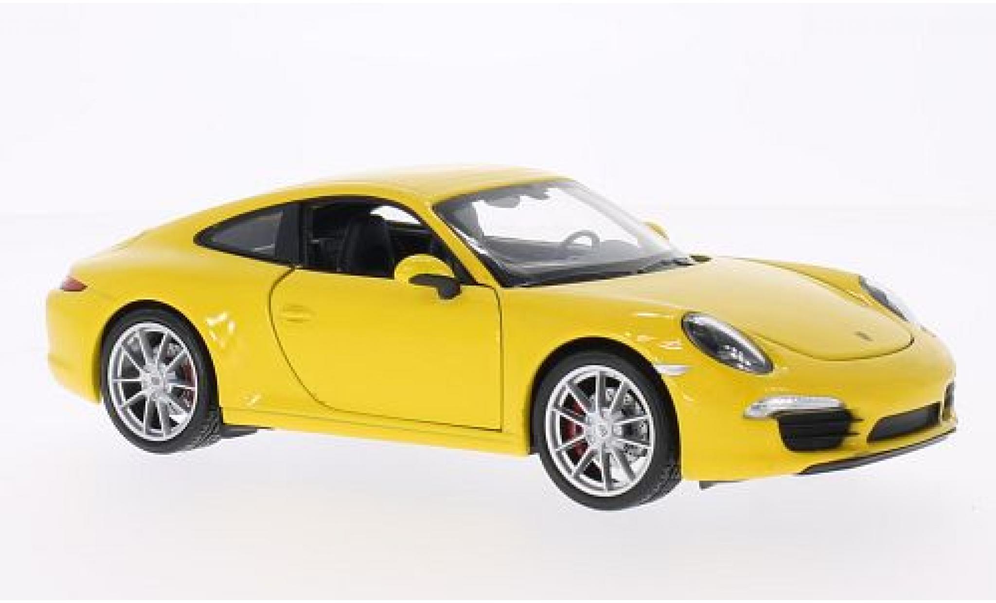 Porsche 991 1/24 Welly 911  Carr geel 1:24 modelauto