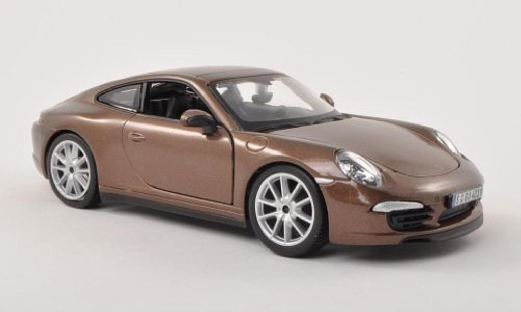 Porsche 991 S 1/24 Burago Carrera S bruin modelauto