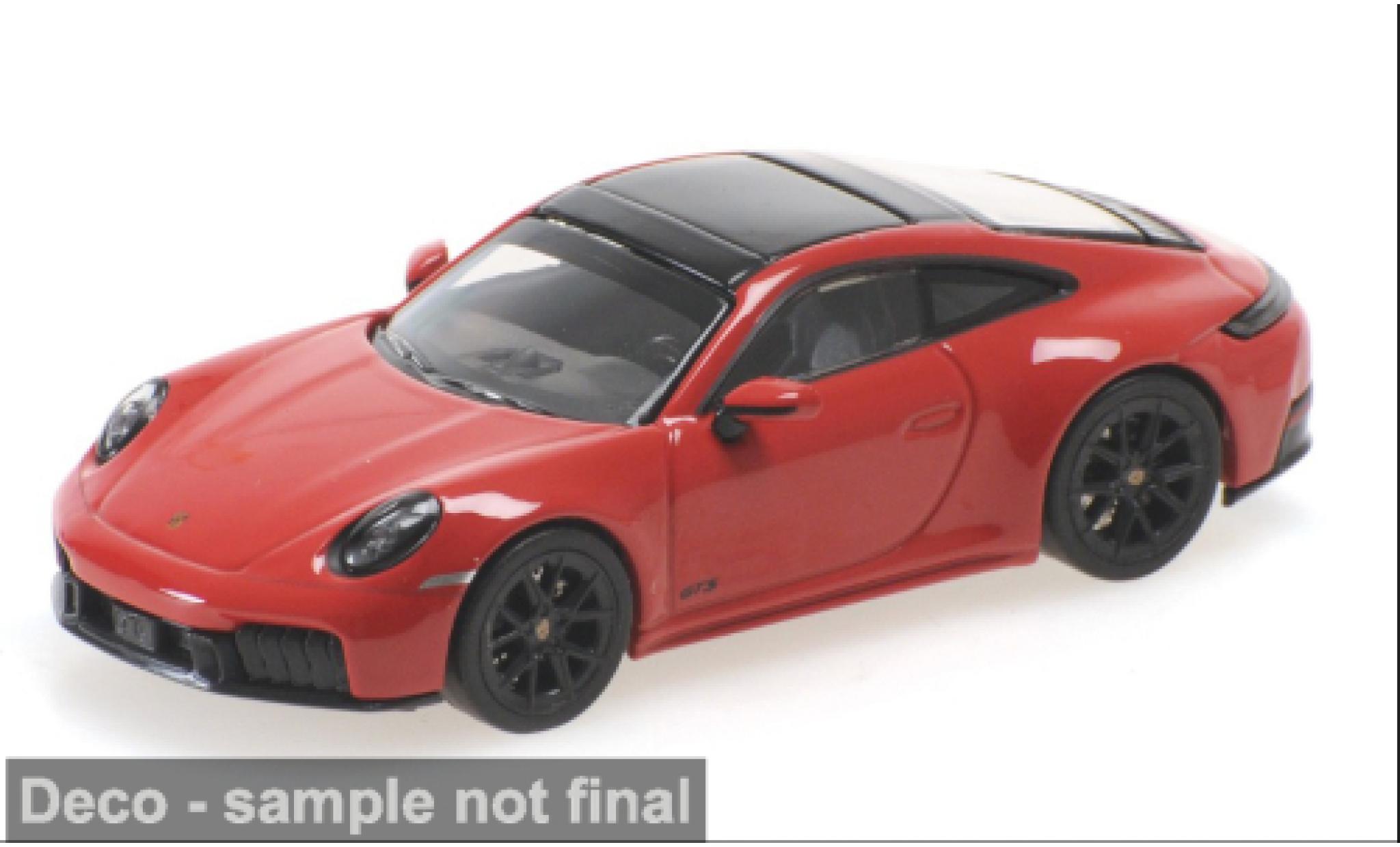 Porsche 992 GTS 1/64 Minichamps 911 (.2) Carrera rood 2025 1:64 modelauto