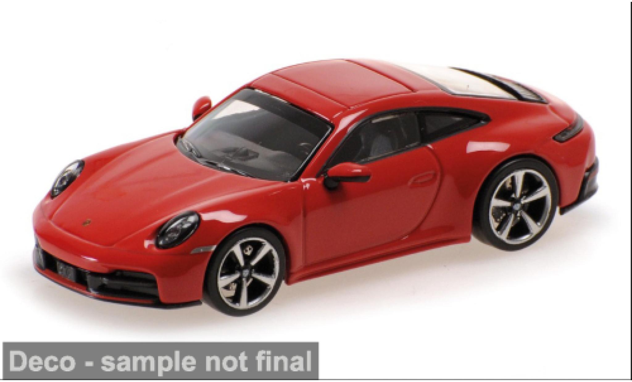 Porsche 992 1/64 Minichamps 911 (.2) Carrera rood 2025 1:64 modelauto