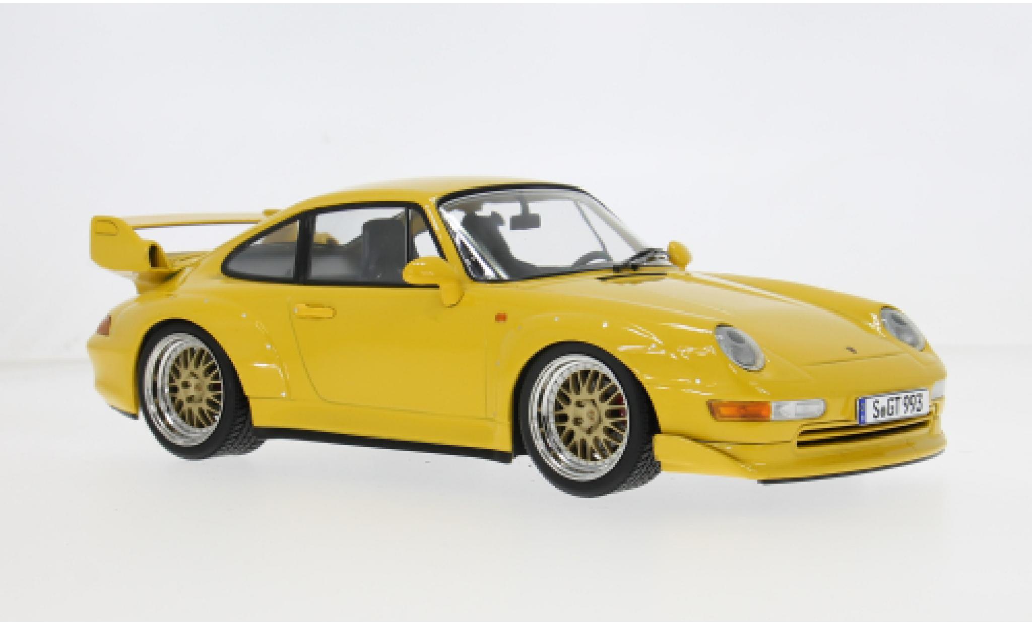 Porsche 993 GT2 1/18 KK Scale 911  geel 1996 1:18 modelauto