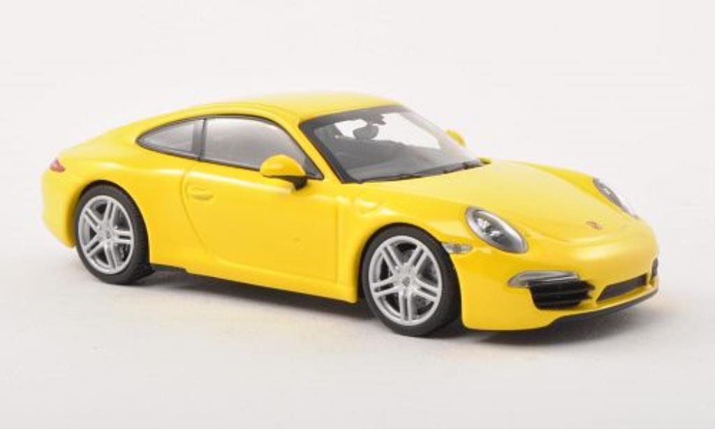 Porsche 991 Carrera 1/43 Minichamps Carrera geel 2012 modelauto