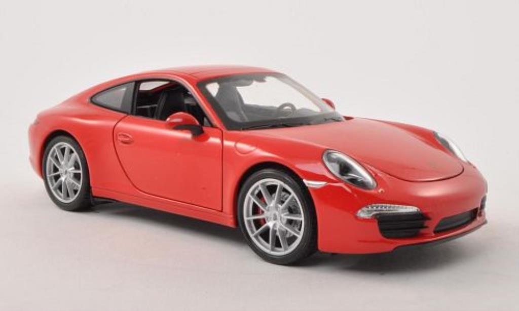 Porsche 991 S 1/24 Welly Carrera S rood modelauto