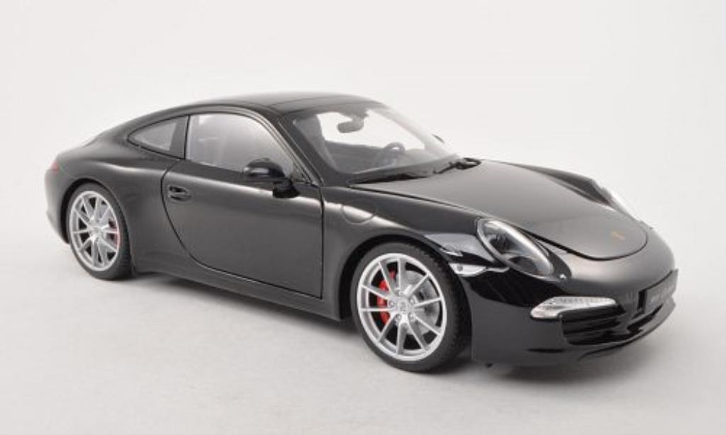 Porsche 991 S 1/18 Welly Carrera S zwart modelauto