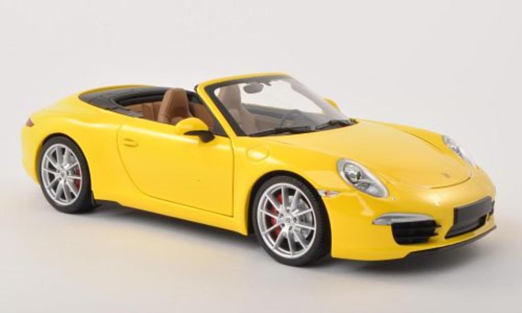 Porsche 991 S 1/18 Minichamps Carrera S Cabriolet geel 2011 modelauto