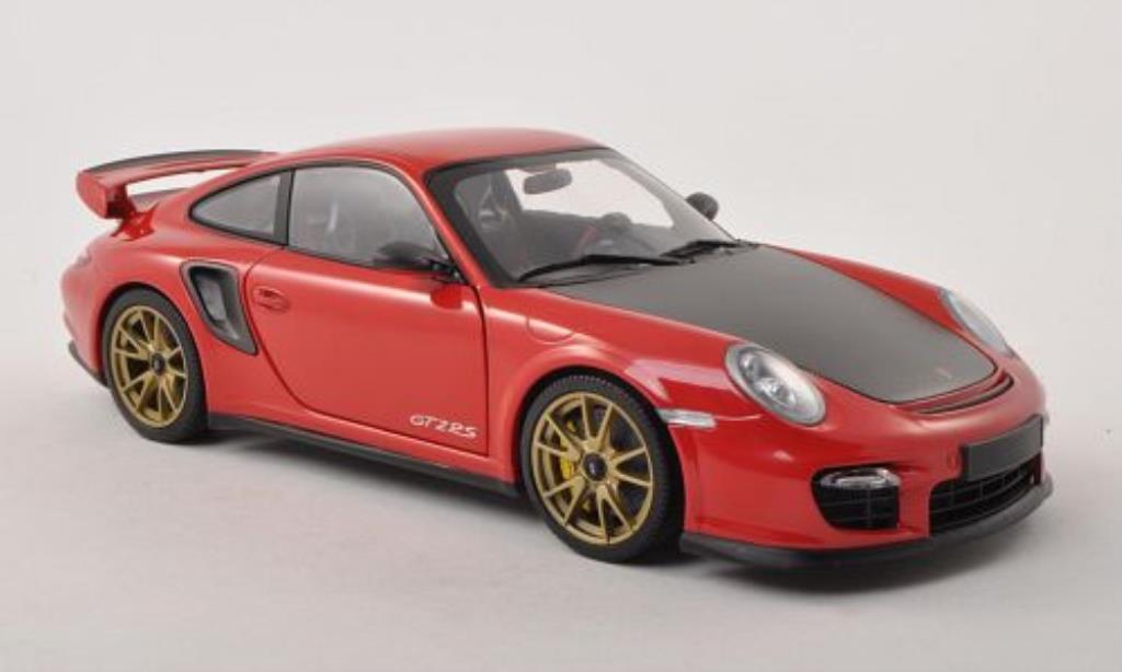 Porsche 997 GT2 1/18 Minichamps GT2 rood/carbon mit goldenen Felgen 2011 modelauto
