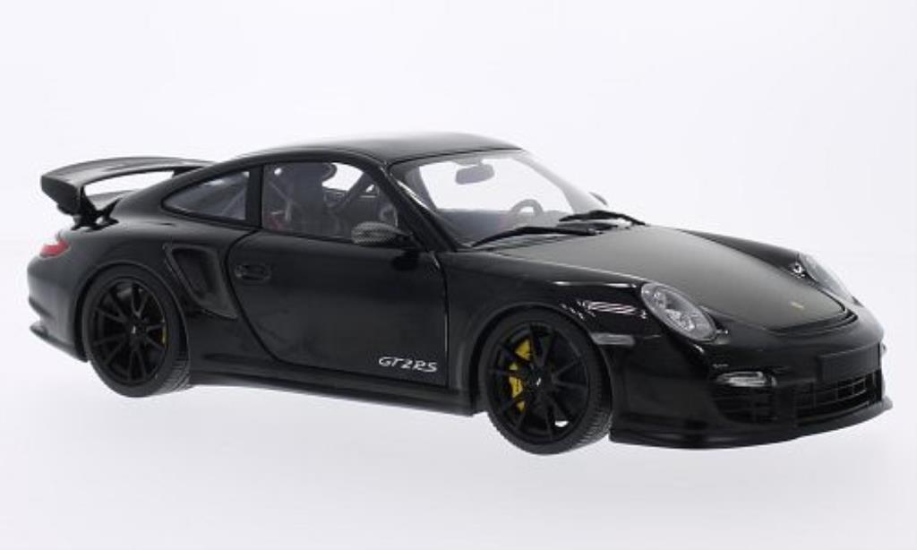 Porsche 997 GT2 1/18 Minichamps GT2 zwart mit zwarten Felgen 2011 modelauto