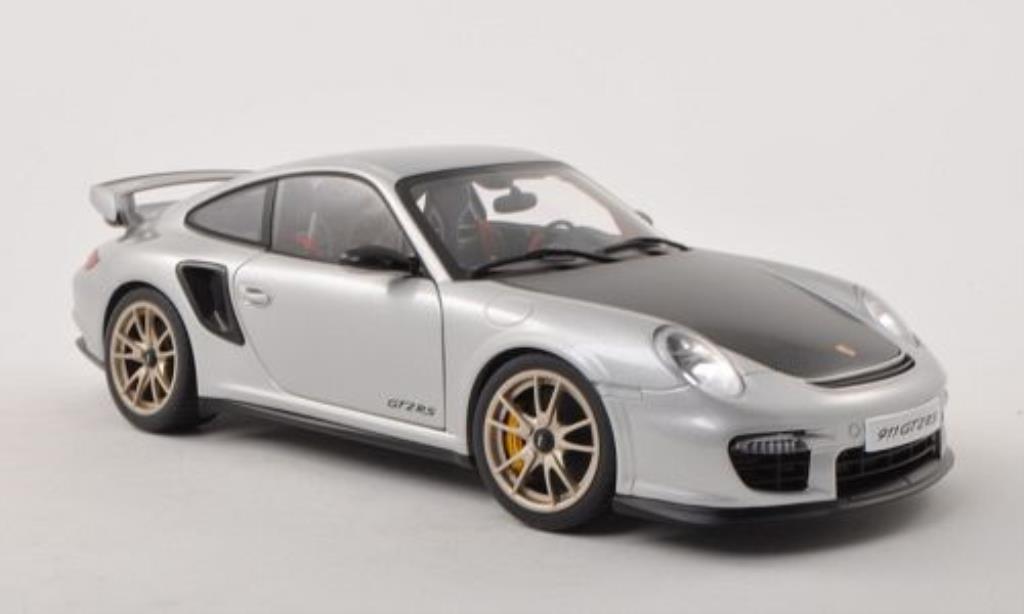 Porsche 997 GT2 1/18 Autoart GT2 grijs/carbon 2010 modelauto