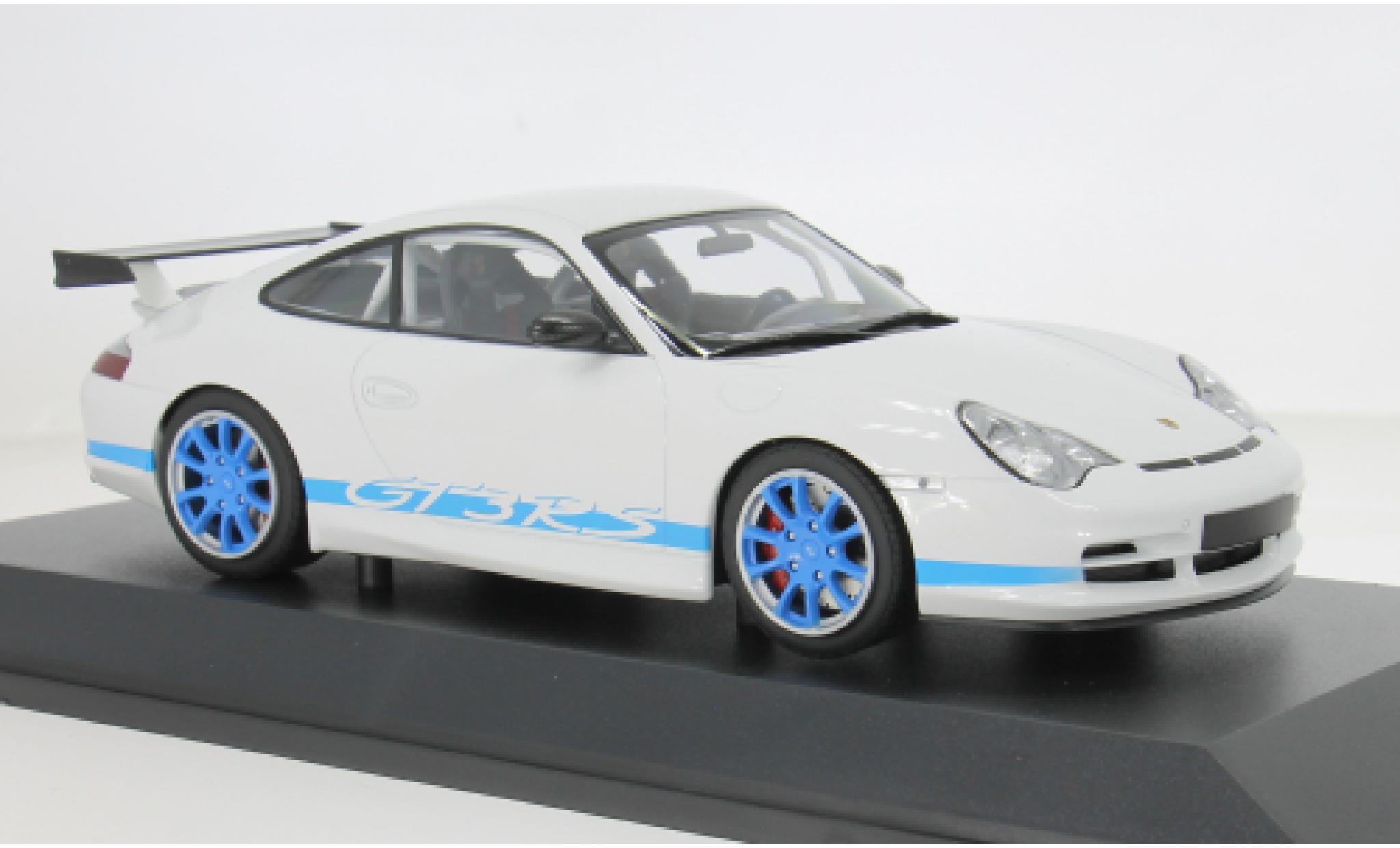 Porsche 996 GT3 RS 1/18 Minichamps 911 wit/blauw 2002 1:18 modelauto
