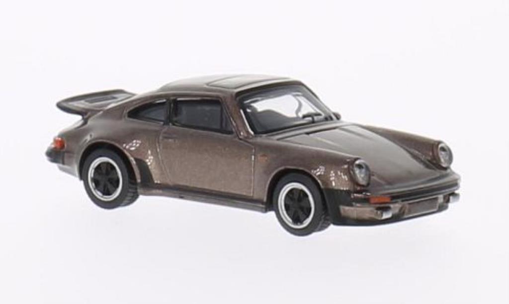 Porsche 911 Turbo 1/64 Schuco Turbo 3.0 bruin modelauto