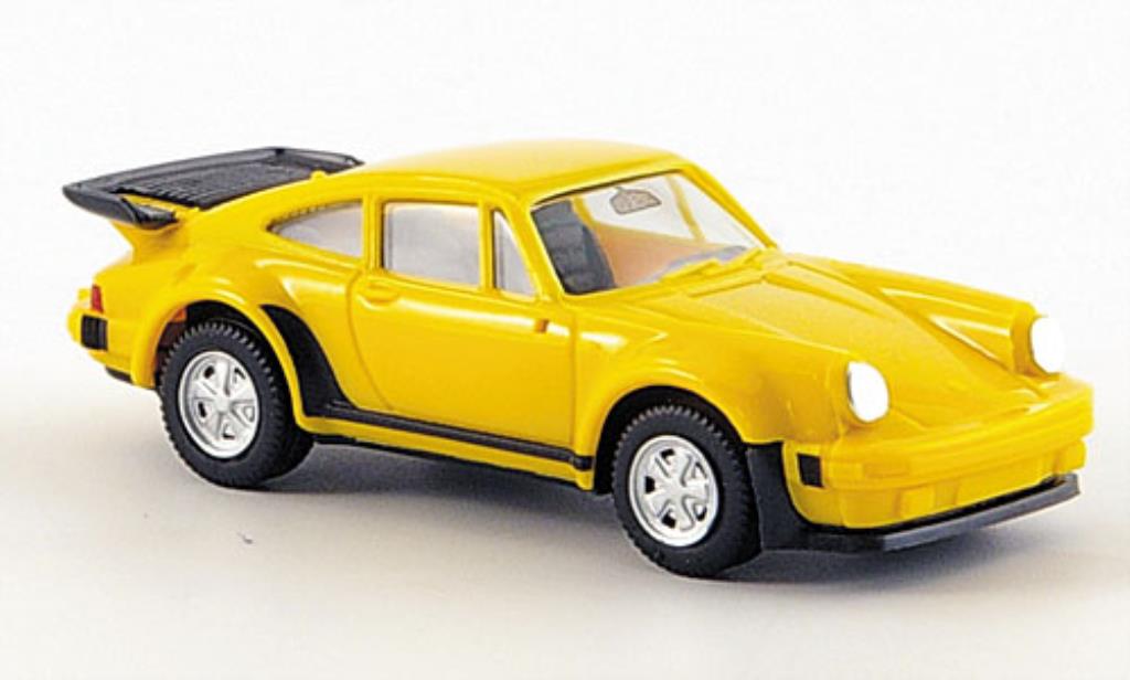 Porsche 911 Turbo 1/87 Herpa Turbo geel modelauto