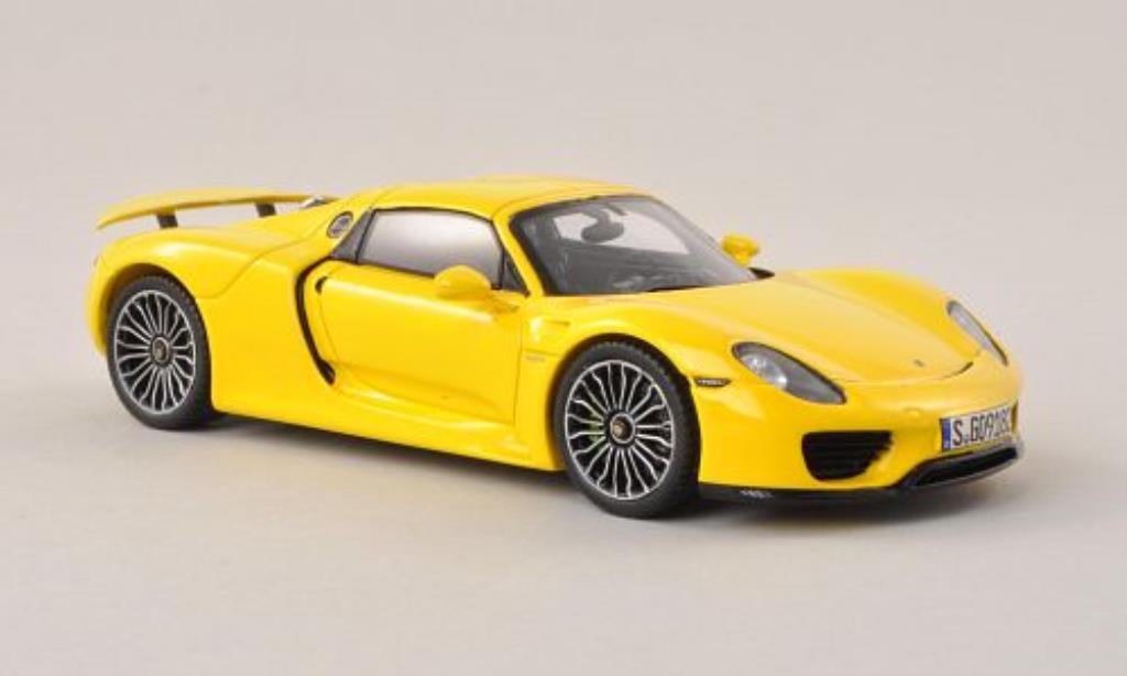 Porsche 918 1/43 Spark Spyder geel 2013 modelauto