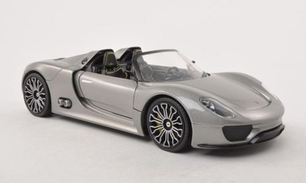 Porsche 918 1/24 Welly Spyder grijs modelauto