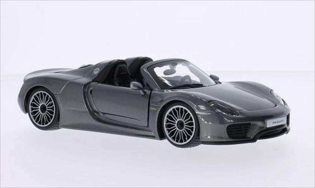Porsche 918 1/24 Burago Spyder metallic grijs modelauto