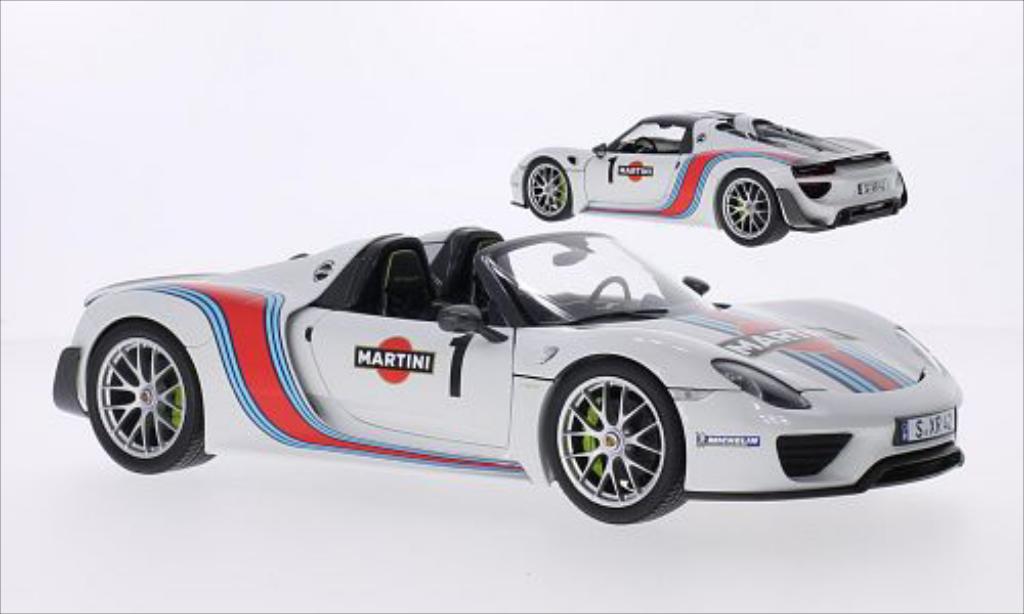 Porsche 918 1/18 Minichamps Spyder wit/Dekor Martini 2013 modelauto