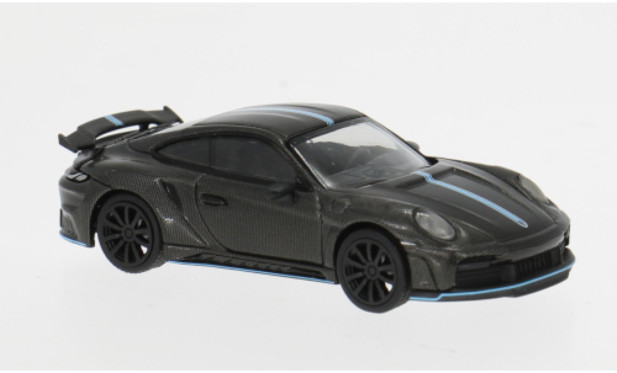 Porsche 992 S 1/64 Pop Race tinger GTR carbon/blauw 1:64 modelauto