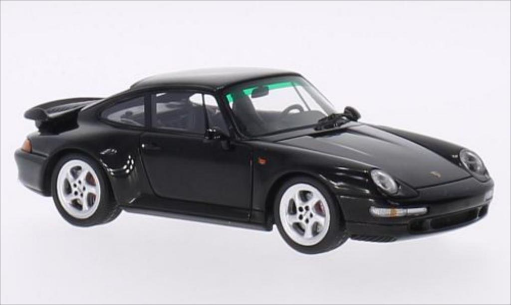 Porsche 993 Turbo S 1/43 Spark Turbo zwart 1996 modelauto