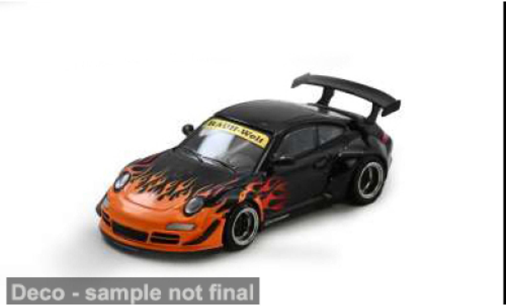 Porsche 997 RWB 1/64 INNO64 zwart/oranje 1:64 modelauto