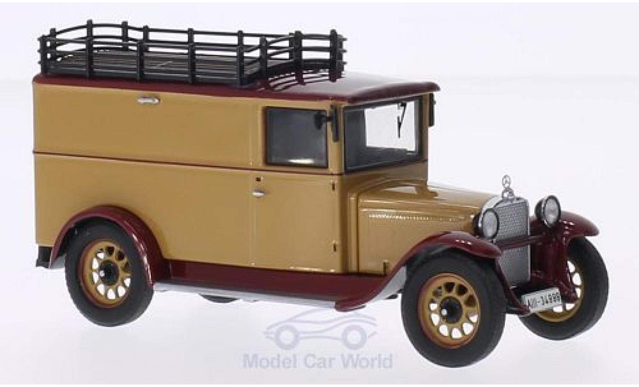Mercedes L1000 1/43 Premium ClassiXXs Express Kasten bruin mit Gep&auml;cktr&auml;ger modelauto