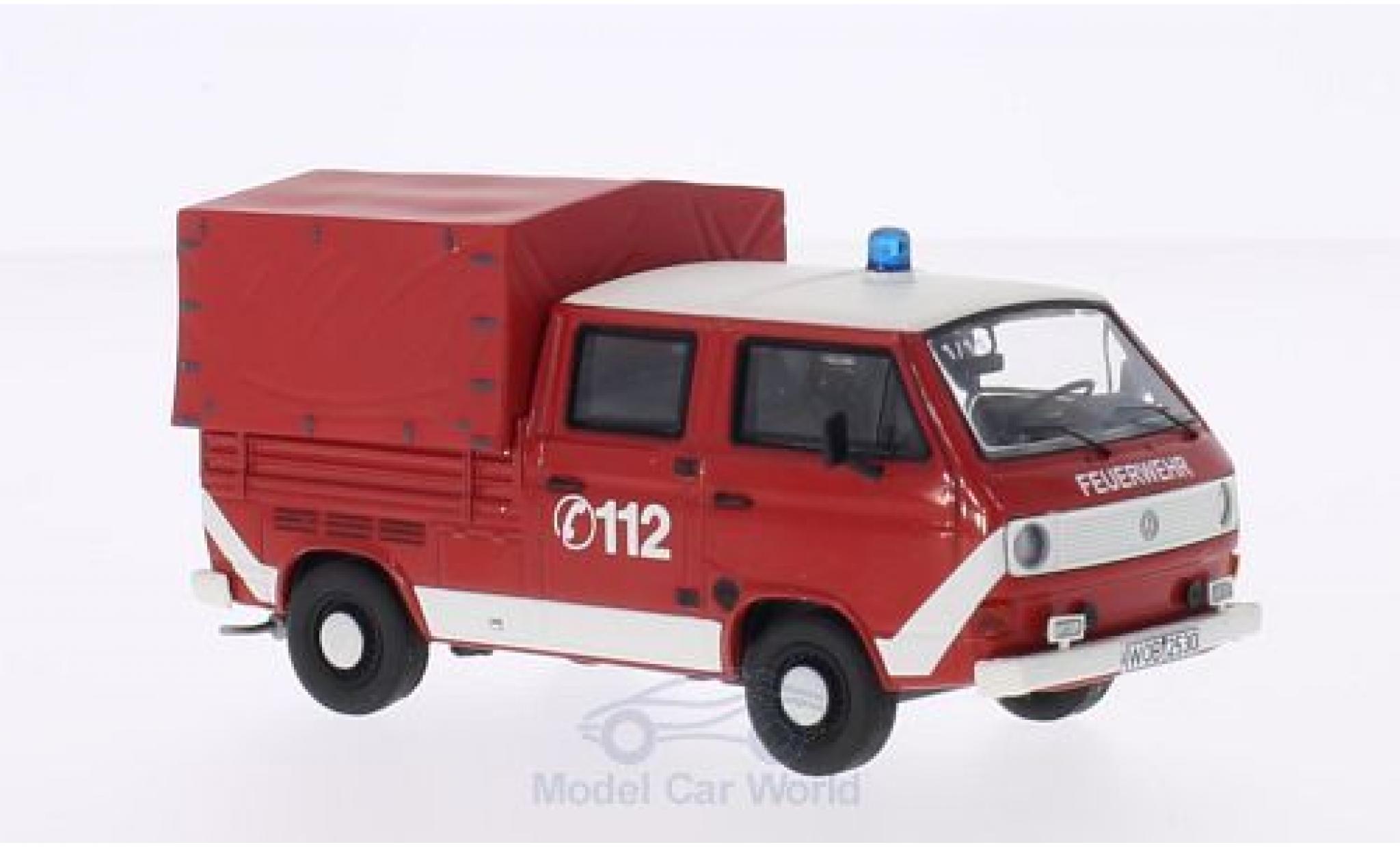 Volkswagen T3 A 1/43 Premium ClassiXXs a Doka rood/wit Brandweer mit Plane modelauto