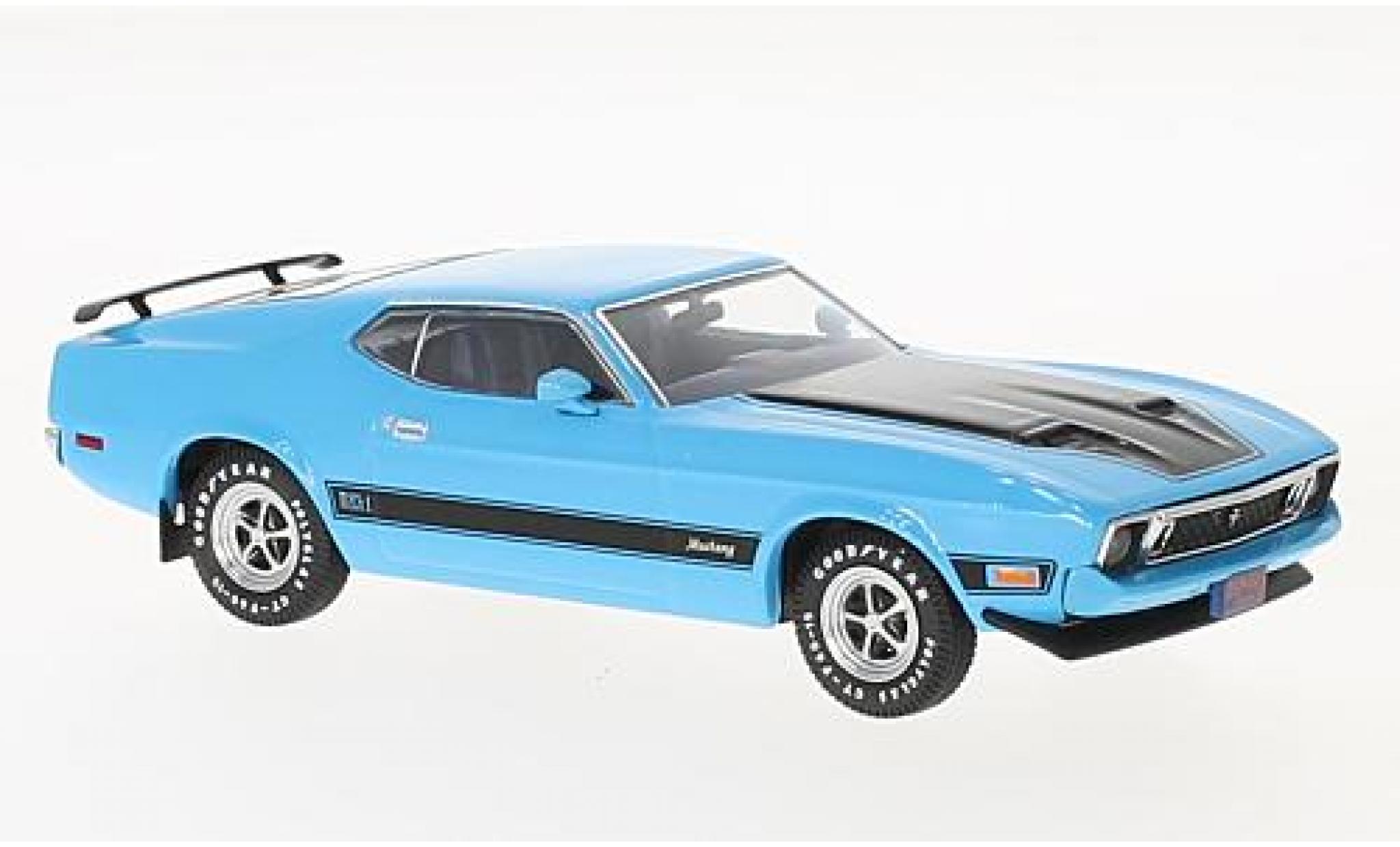 Ford Mustang 1/43 Premium X Mach 1 blauw/zwart 1973 with Spoilers modelauto