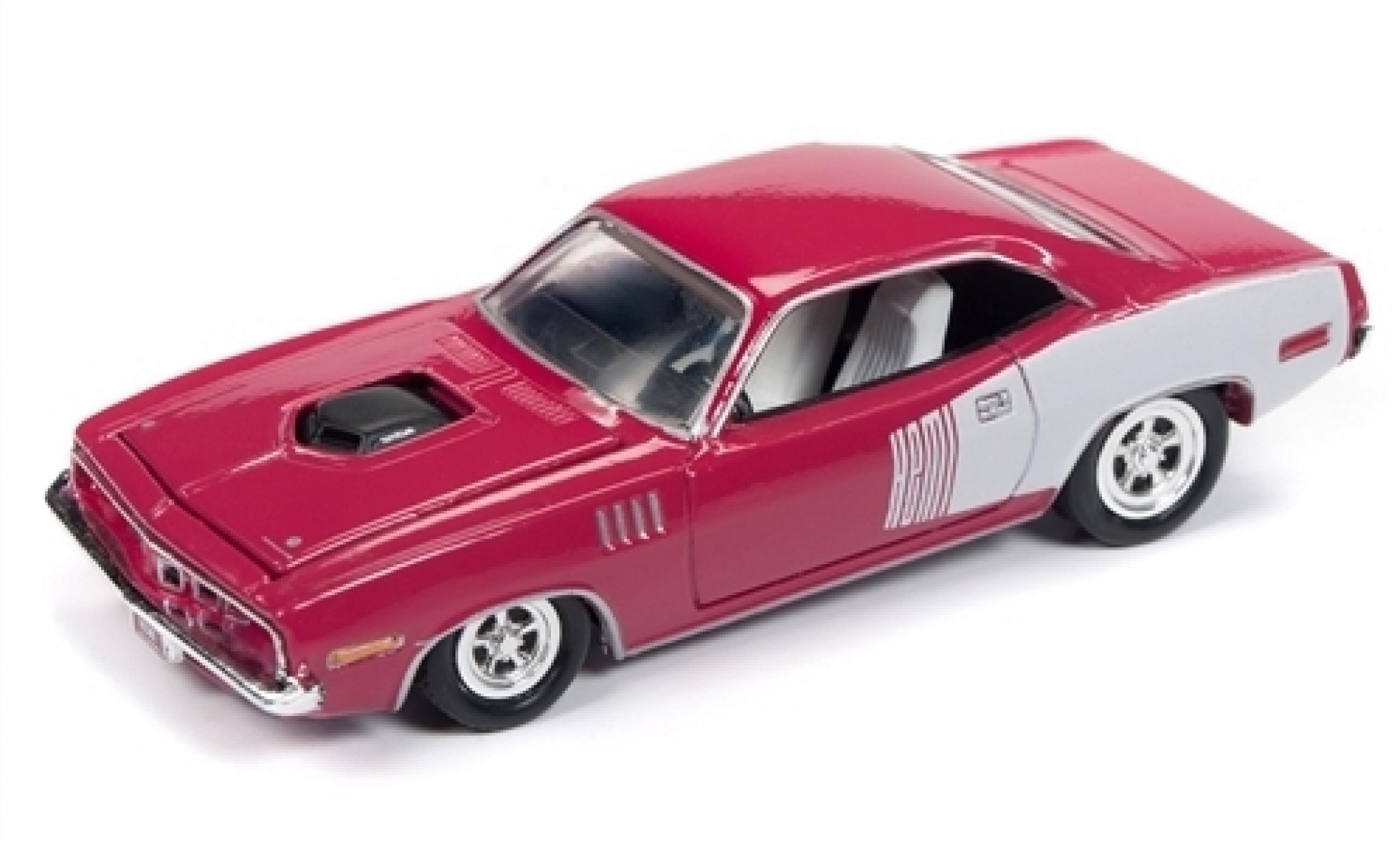 Plymouth Barracuda 1/64 Racing Champions roze/wit 1971 modelauto