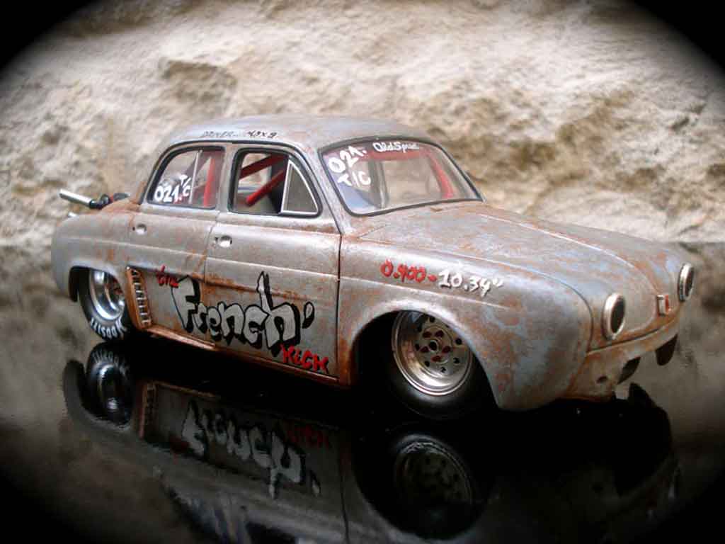 Renault Dauphine 1/18 Norev drag strip a moteur vw prepare modelauto