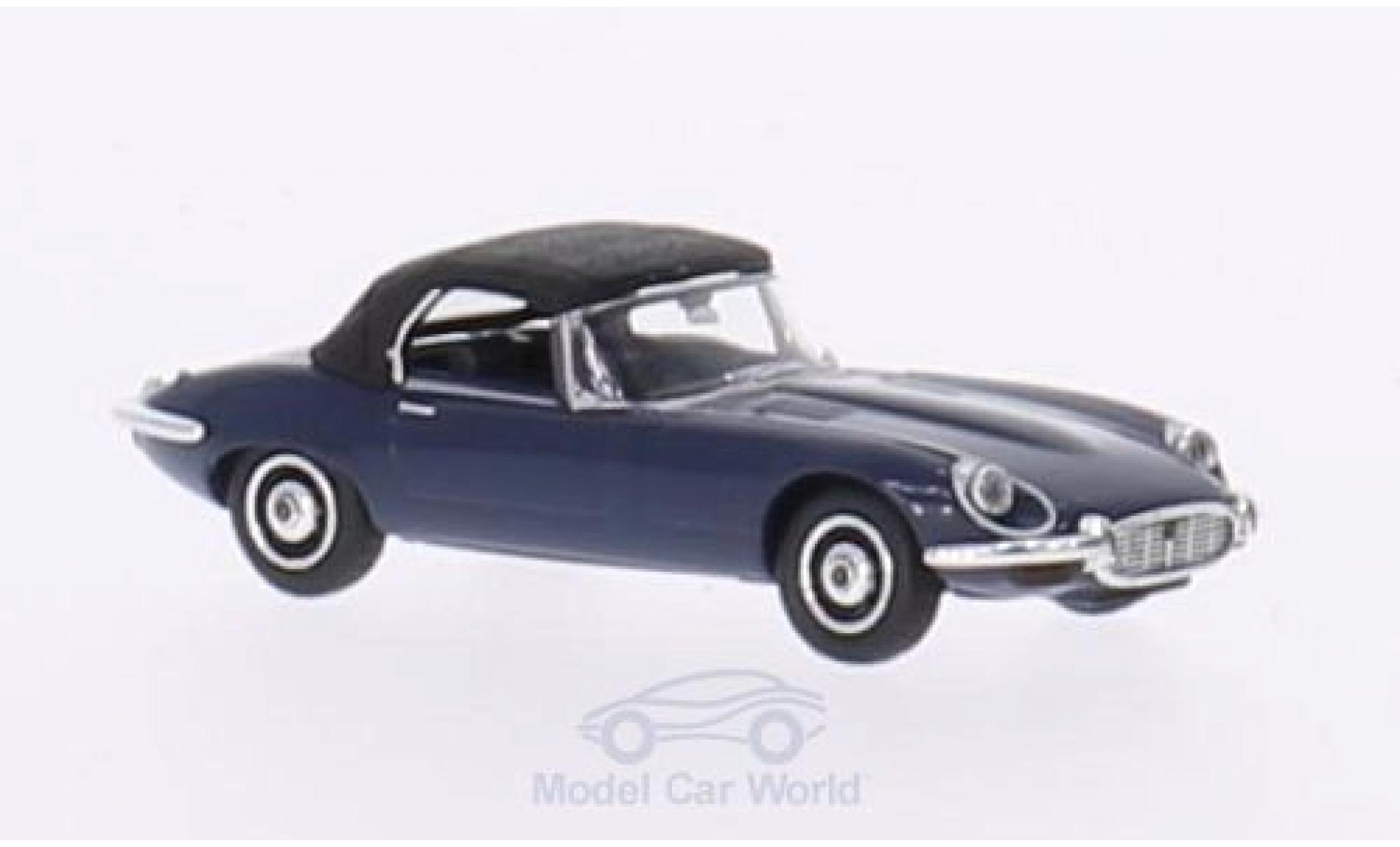 Jaguar E-Type 1/87 Ricko Roadster blauw Verdeck geschlossen ohne Vitrine modelauto