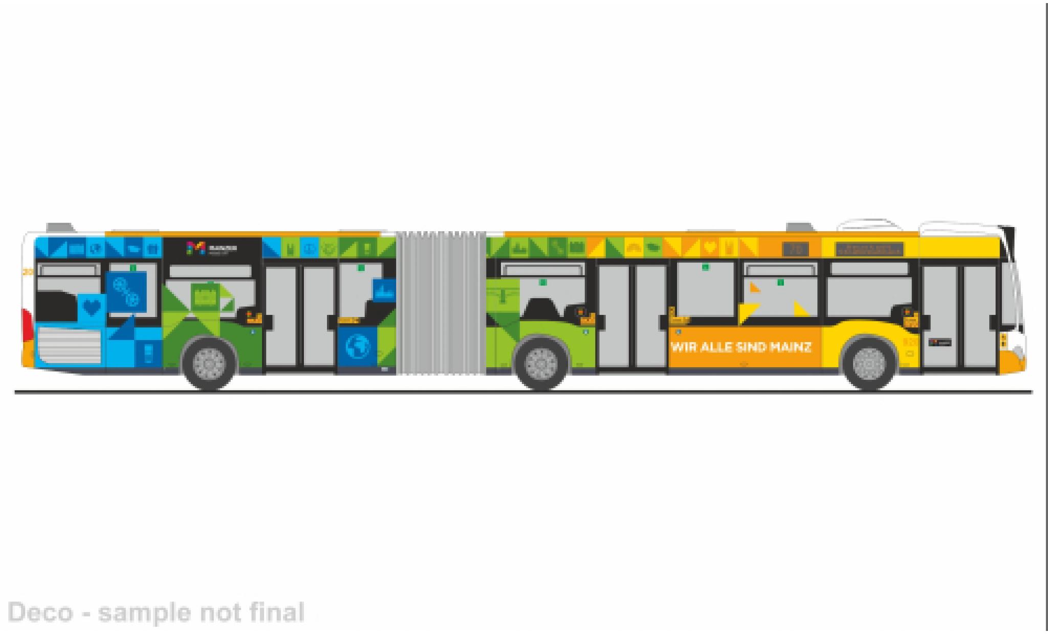 Mercedes Citaro 1/87 Rietze G 2011 MVG Mainz - Mainz ist bunt 1:87 modelauto