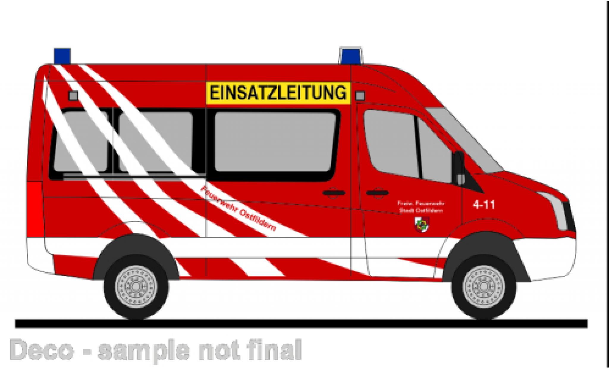 Volkswagen Crafter 1/87 Rietze bus HD brandweer Ostfildern modelauto