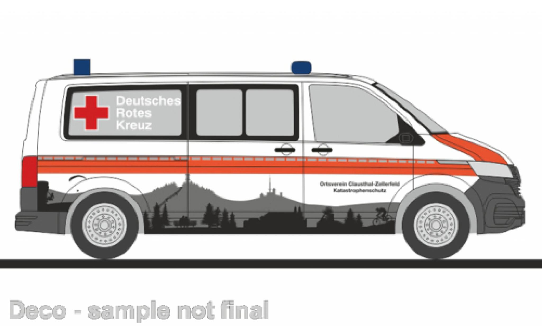 Volkswagen T6 1/87 Rietze .1 bus DRK Clausthal - Zellerfeld modelauto