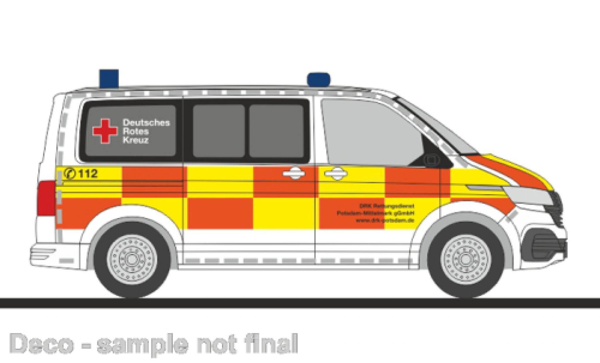 Volkswagen T6 1/87 Rietze .1 bus DRK services de secours Potsdam - Mittelmark modelauto