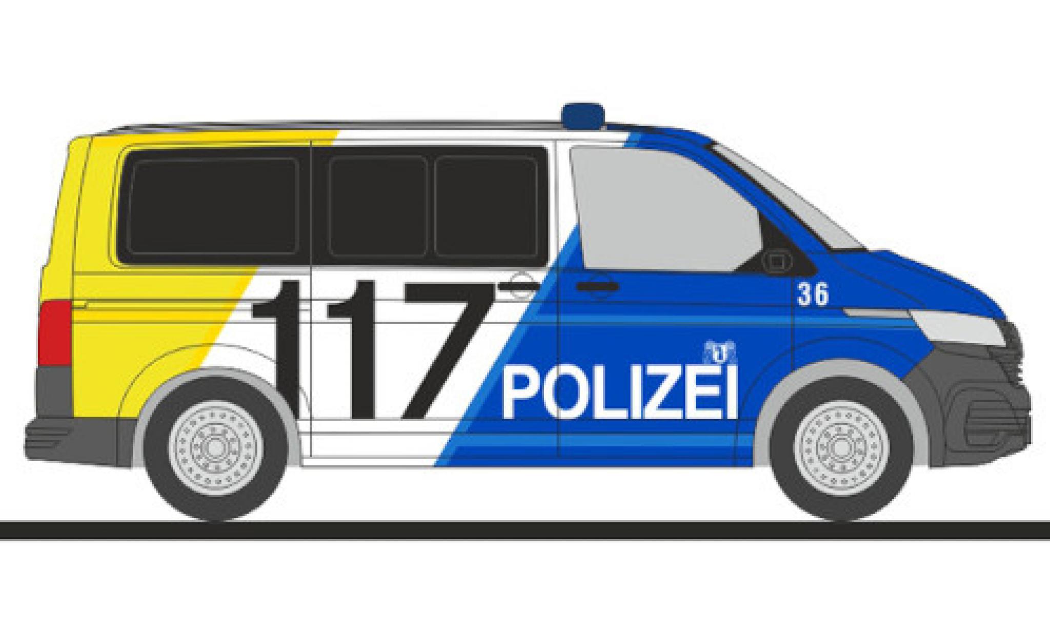 Volkswagen T6 1/87 Rietze .1 bus politie Basel Stadt modelauto