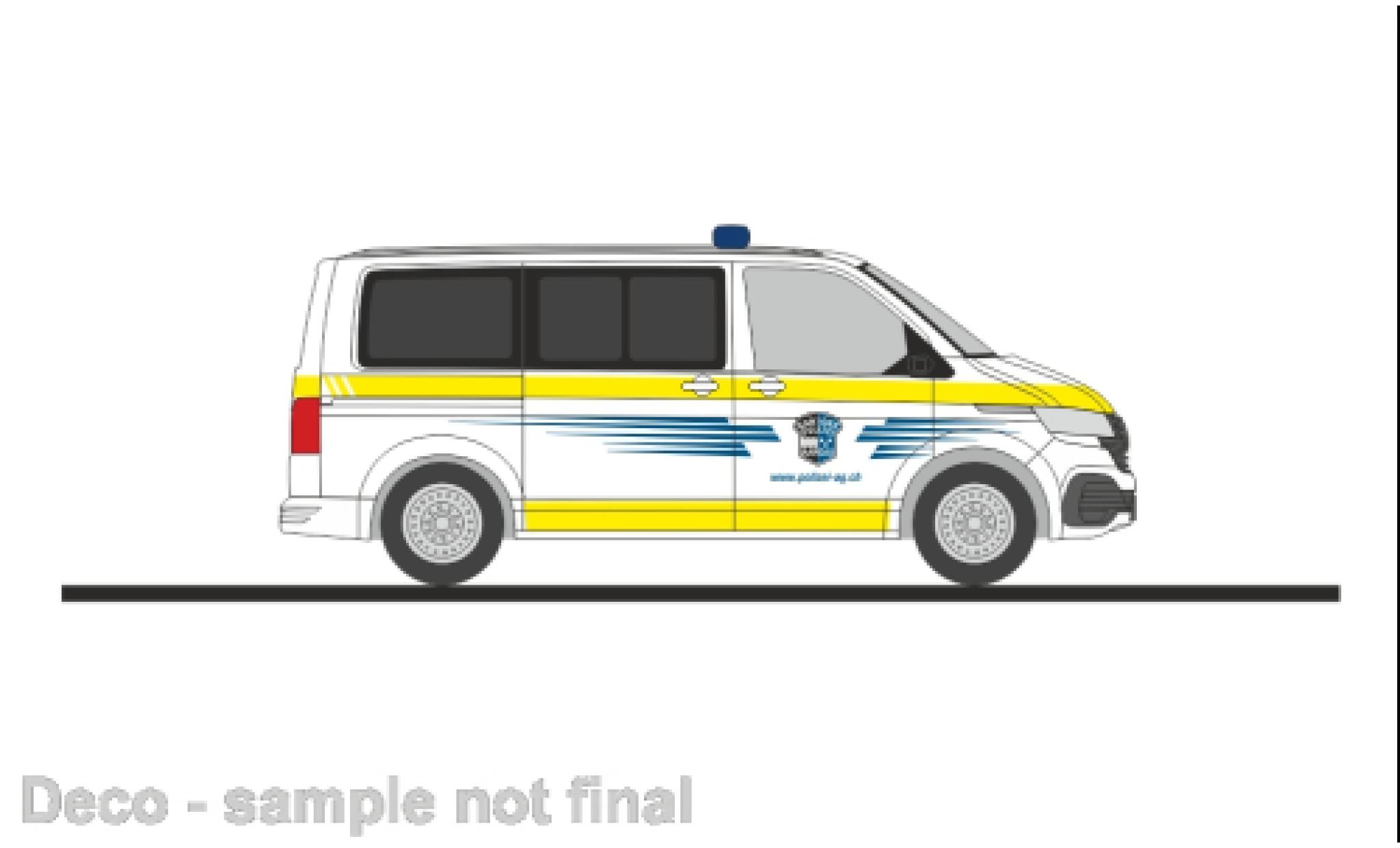 Volkswagen T6 1/87 Rietze .1 bus politie de canton Aargau (CH) modelauto