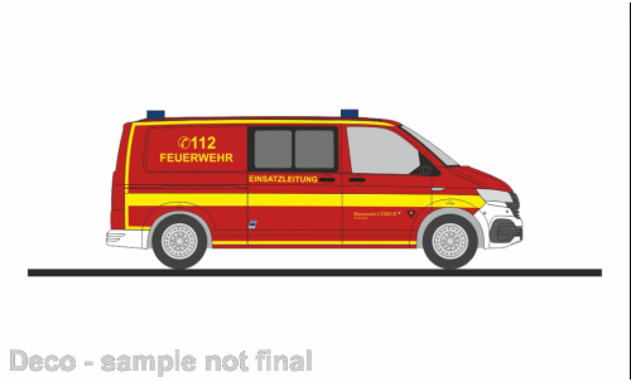 Volkswagen T6 1/87 Rietze .1 bus brandweer L&uuml;beck modelauto