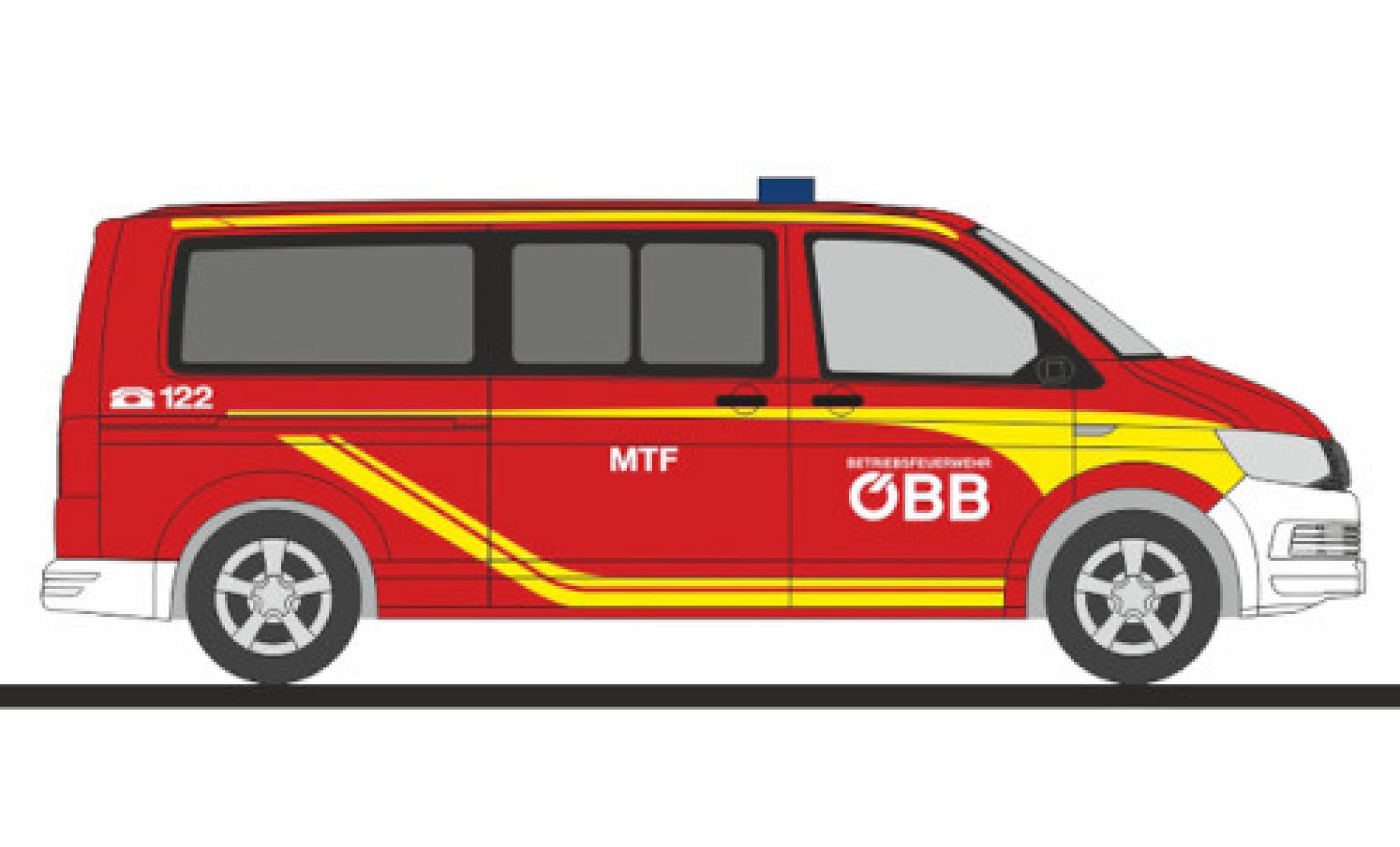 Volkswagen T6 1/87 Rietze bus Betriebsfeuerwehr &Ouml;BB modelauto