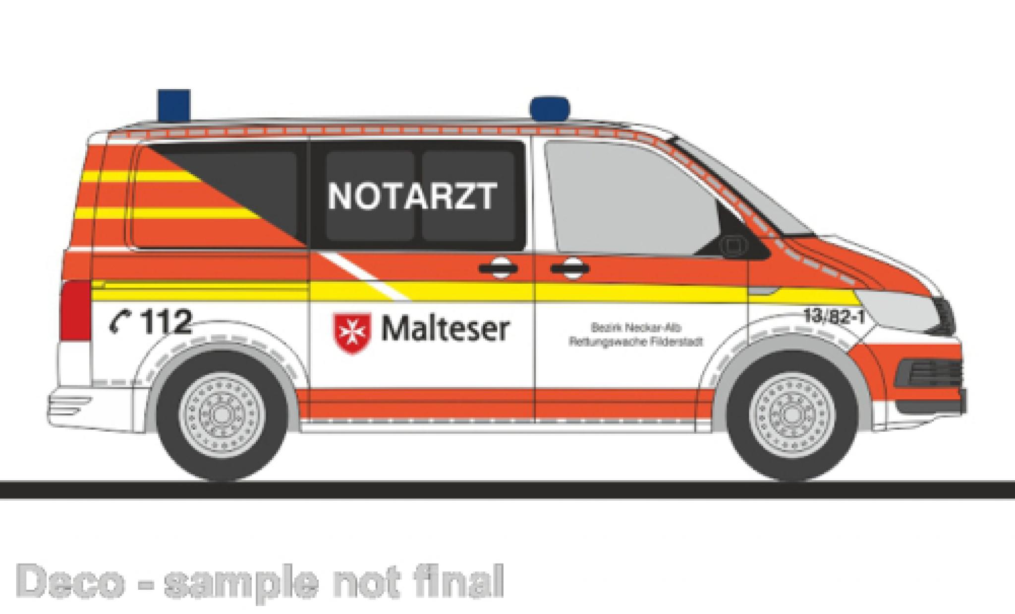 Volkswagen T6 1/87 Rietze bus maltais services de secours Filderstadt modelauto