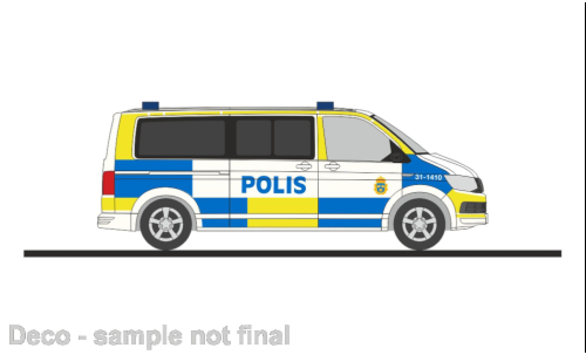 Volkswagen T6 1/87 Rietze bus Polis (SE) modelauto
