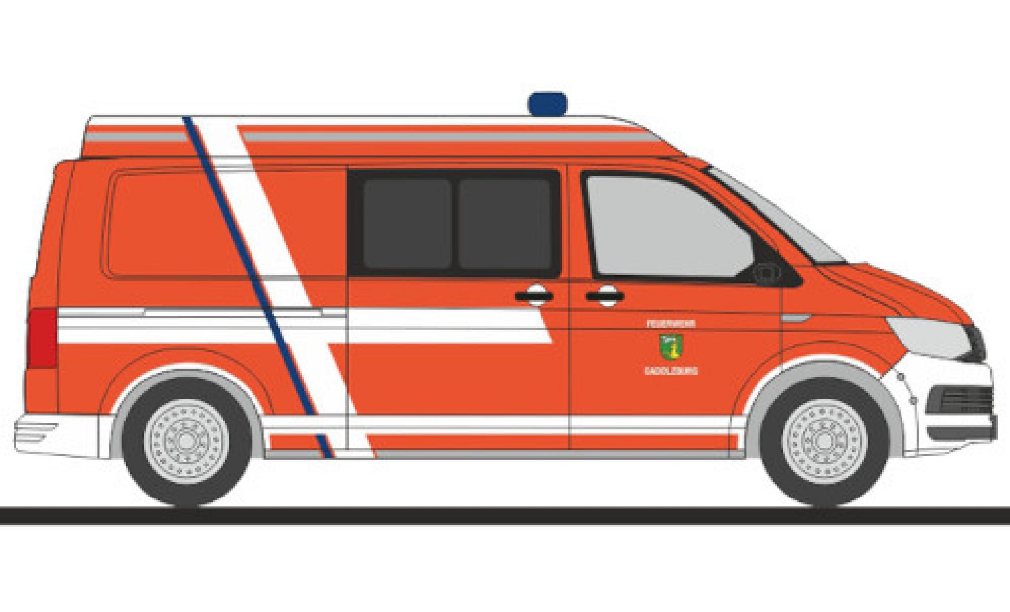 Volkswagen T6 1/87 Rietze bus brandweer Cadolzburg modelauto