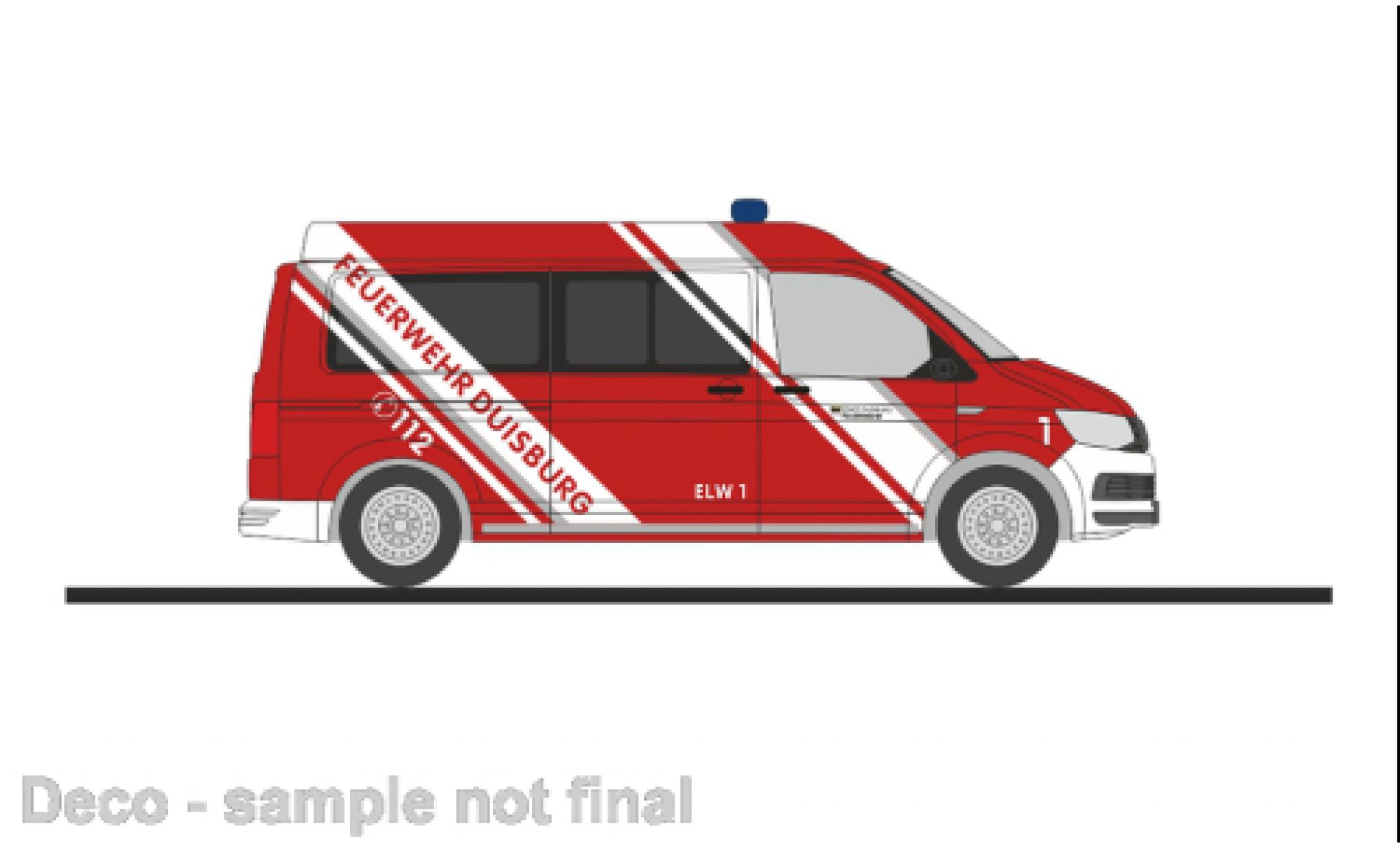 Volkswagen T6 1/87 Rietze bus brandweer Duisburg modelauto
