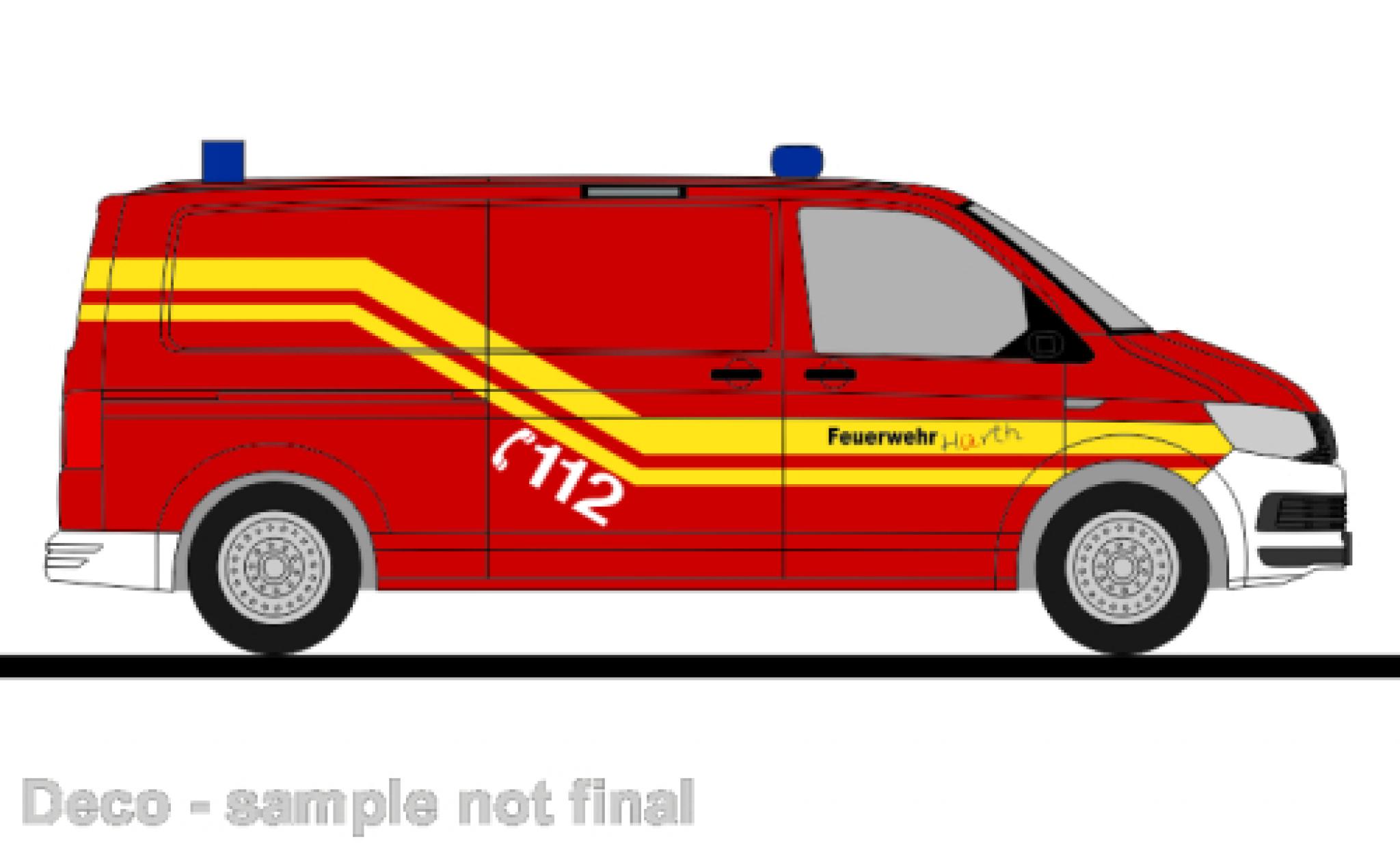 Volkswagen T6 1/87 Rietze bus brandweer H&uuml;rth modelauto