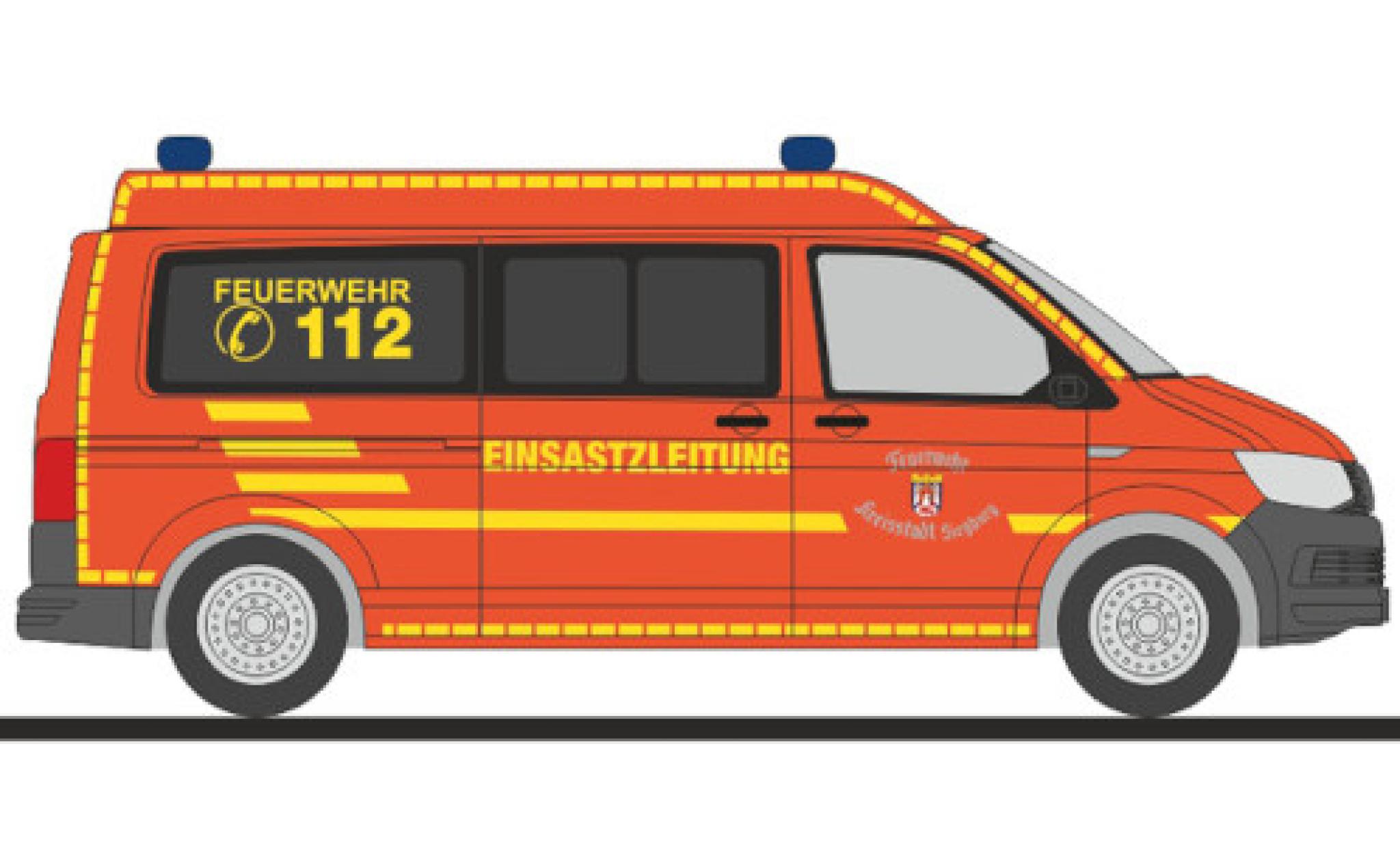 Volkswagen T6 1/87 Rietze bus brandweer Siegburg modelauto