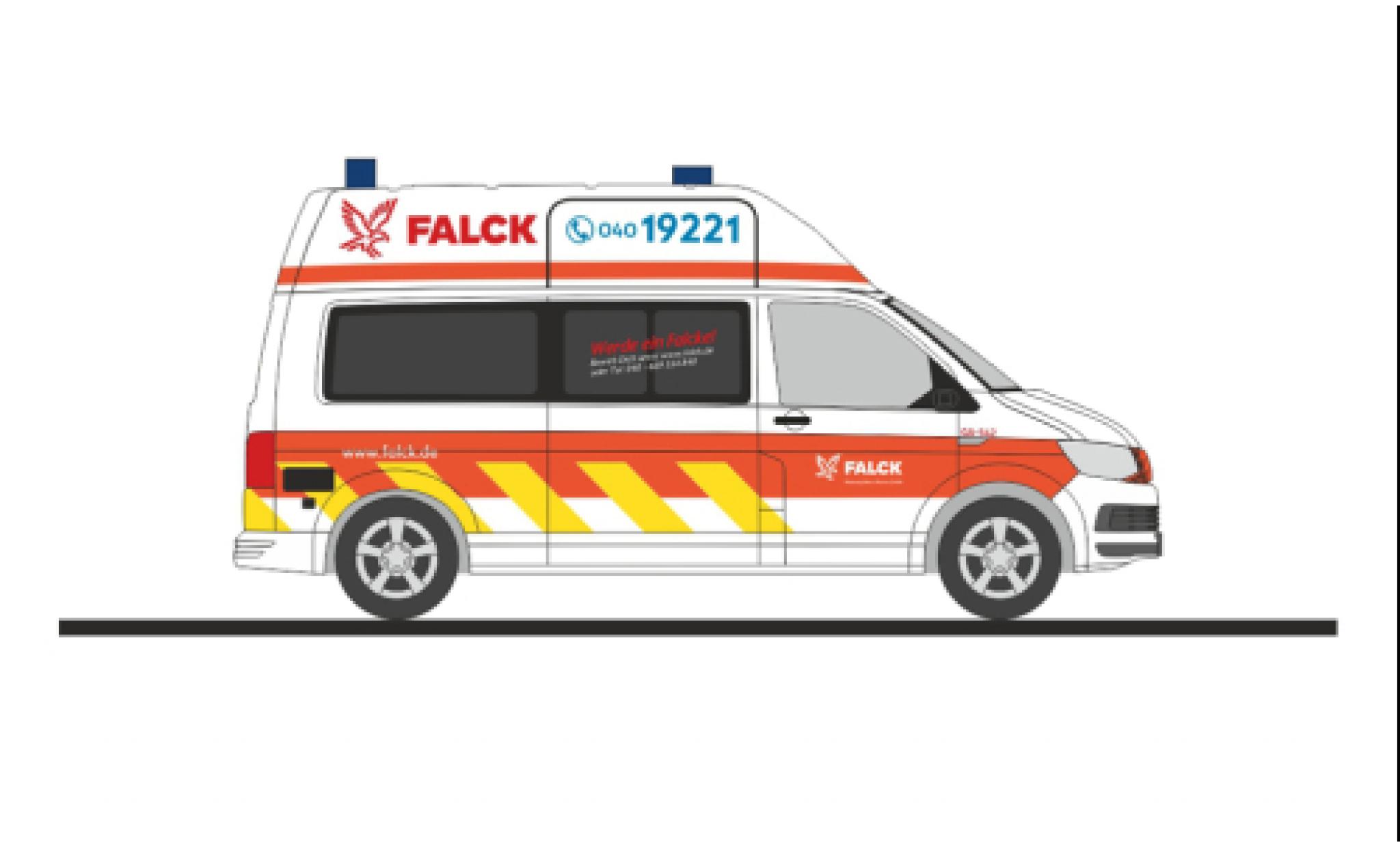 Volkswagen T6 1/87 Rietze Falck services de secours Hamburg modelauto