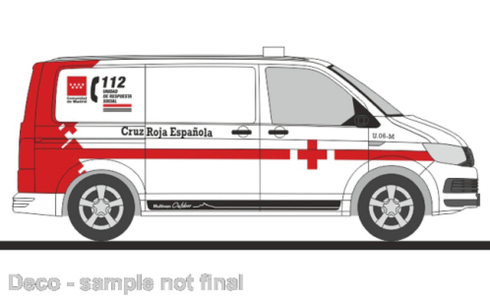 Volkswagen T6 1/87 Rietze bestelwagen Cruz Roja Espanola (E) modelauto